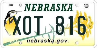 NE license plate XOT816