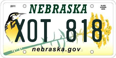 NE license plate XOT818