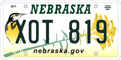 NE license plate XOT819