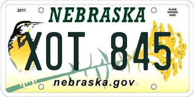 NE license plate XOT845