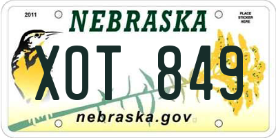 NE license plate XOT849