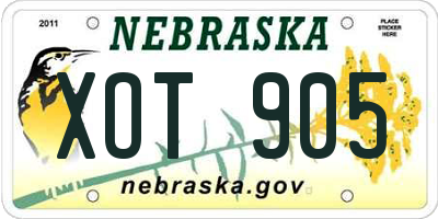 NE license plate XOT905