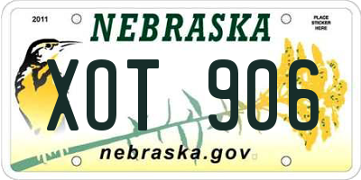 NE license plate XOT906