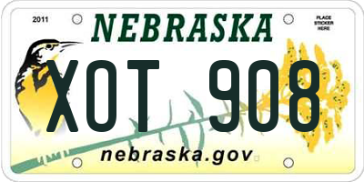 NE license plate XOT908