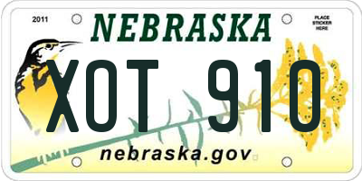 NE license plate XOT910