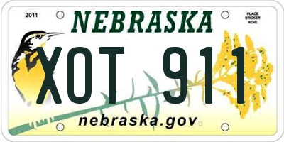 NE license plate XOT911