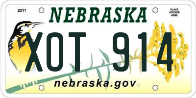 NE license plate XOT914