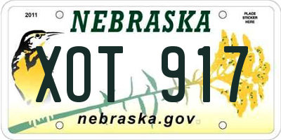 NE license plate XOT917