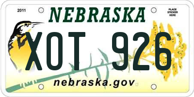 NE license plate XOT926