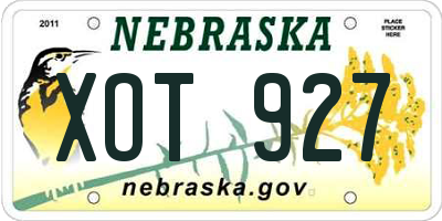 NE license plate XOT927
