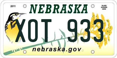 NE license plate XOT933