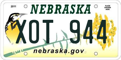 NE license plate XOT944