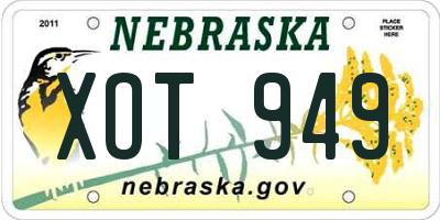 NE license plate XOT949
