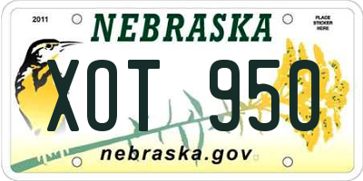 NE license plate XOT950