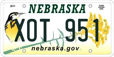 NE license plate XOT951