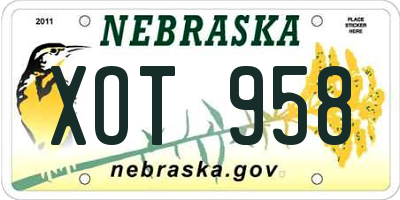 NE license plate XOT958