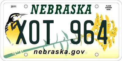 NE license plate XOT964