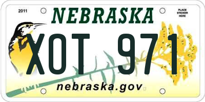 NE license plate XOT971