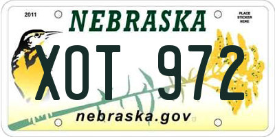 NE license plate XOT972