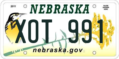 NE license plate XOT991