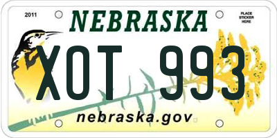 NE license plate XOT993