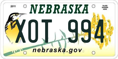 NE license plate XOT994