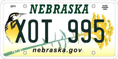 NE license plate XOT995