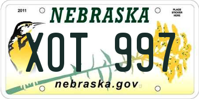 NE license plate XOT997