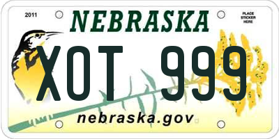NE license plate XOT999