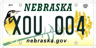 NE license plate XOU004