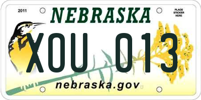 NE license plate XOU013