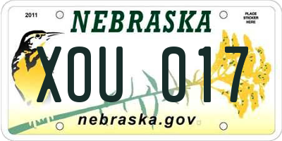 NE license plate XOU017