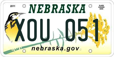 NE license plate XOU051
