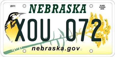 NE license plate XOU072