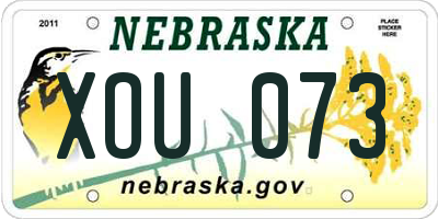 NE license plate XOU073