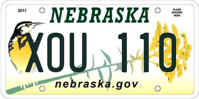 NE license plate XOU110