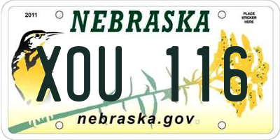 NE license plate XOU116