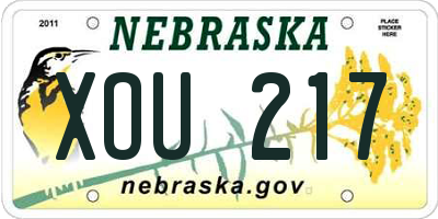 NE license plate XOU217