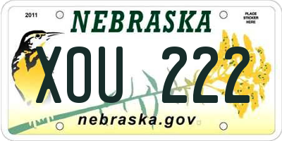 NE license plate XOU222