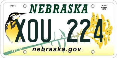 NE license plate XOU224
