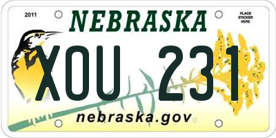 NE license plate XOU231