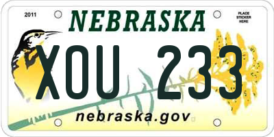 NE license plate XOU233