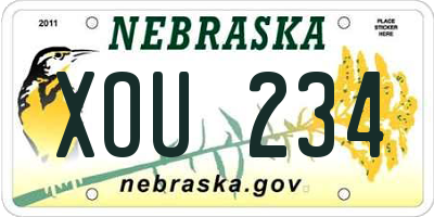 NE license plate XOU234