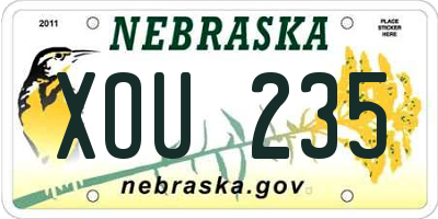 NE license plate XOU235
