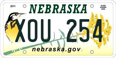 NE license plate XOU254