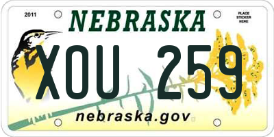 NE license plate XOU259