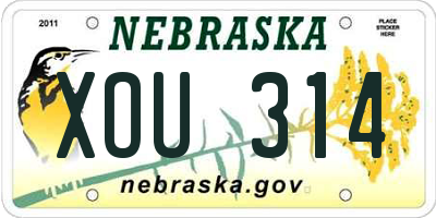 NE license plate XOU314
