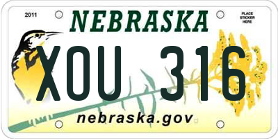 NE license plate XOU316
