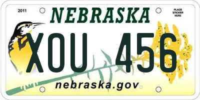 NE license plate XOU456