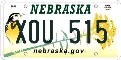 NE license plate XOU515